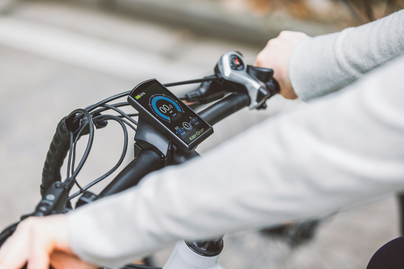 a close up of a person riding a bike